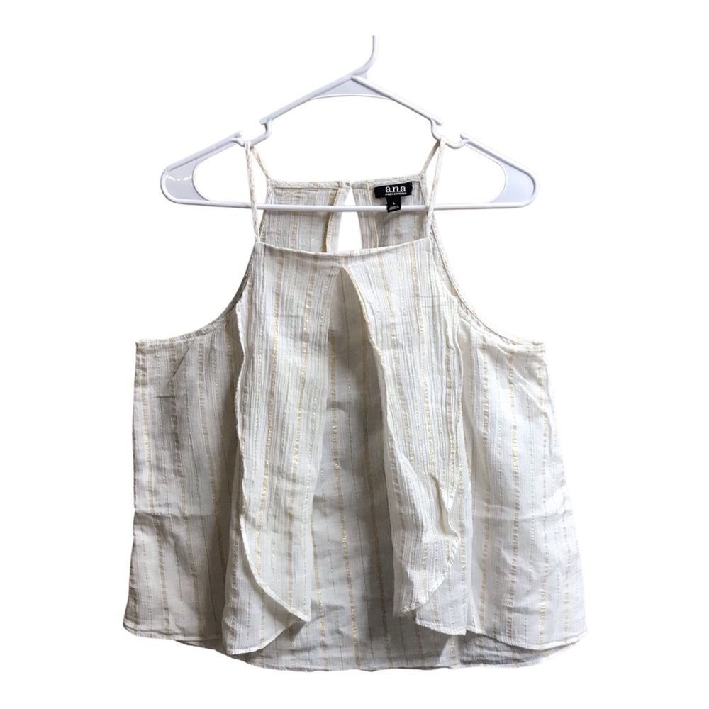 ana Womens Sz Large Sleeveless Flowy Blouse Top Metallic